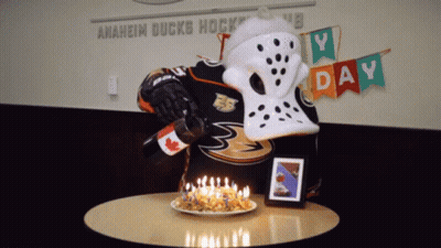 Anaheim Ducks Mascot Celebrates Birthday GIF
