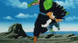 Android 17 Punching Piccolo GIF