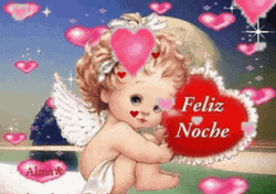Angel Baby Heart Feliz Noche GIF