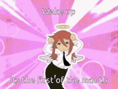 Angel Cartoon Saying Wake Up Its The First Of The Month GIF