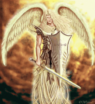 Angel Holding Sword And Shield By K Waters 02 GIF