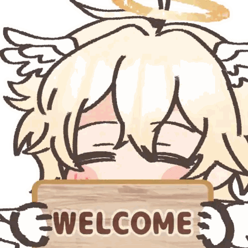 Angel Holding Welcome Sign Sticker