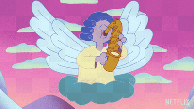 Angel Playing Saxophone Netflix Logo GIF