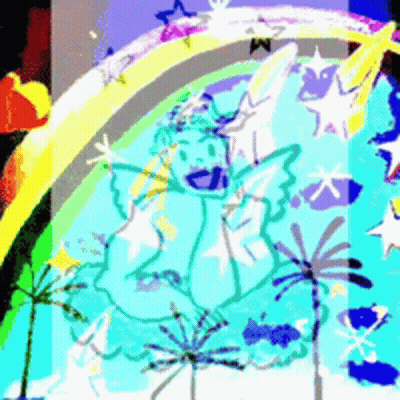Angel With Rainbow And Stars GIF