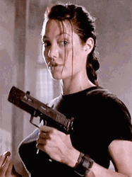 Angelina Jolie Holding A Gun GIF