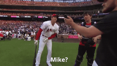 Angels Baseball Player Talking To Cameraman GIF