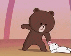 Angry Bear Smashing Bunny Toy GIF