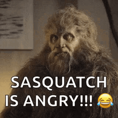 Angry Bearded Sasquatch Laughing GIF