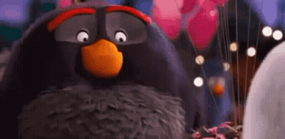 Angry Bird Holding Pink Balloon GIF
