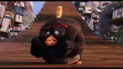 Angry Bird Standing On Wooden Platform GIF