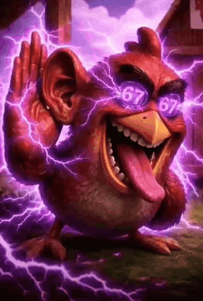 Angry Bird Wearing Sunglasses With Number 67 GIF