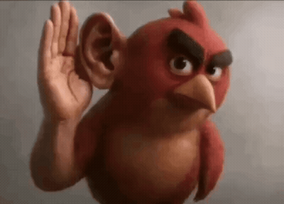 Angry Bird With Big Ears Listening GIF