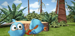 Angry Birds Blue Raging Around  GIF