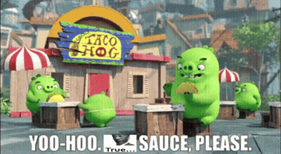 Angry Birds Eating Tacos At Taco Hog GIF