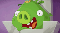 Angry Birds Messy Green Pig Licking  GIF