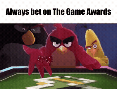 Angry Birds Playing A Game With The Words Always Bet On The Game Awards Above Them GIF
