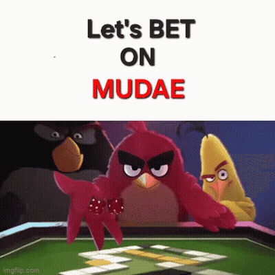 Angry Birds Playing A Game With The Words Let 'S Bet On Mudae Below Them GIF