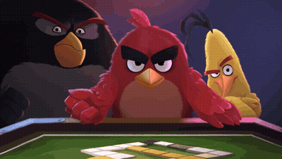 Angry Birds Playing Dominoes GIF