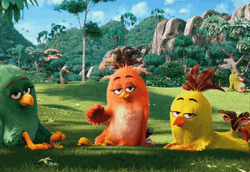 Angry Birds Shy Red Eating Sandwich GIF