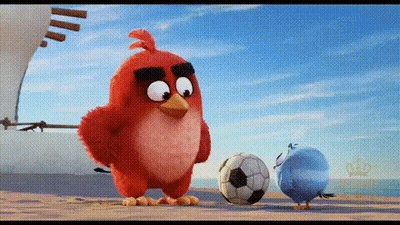 Angry Birds Standing Next To Soccer Ball GIF