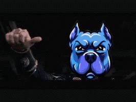 Angry Blue Dog Cartoon GIF