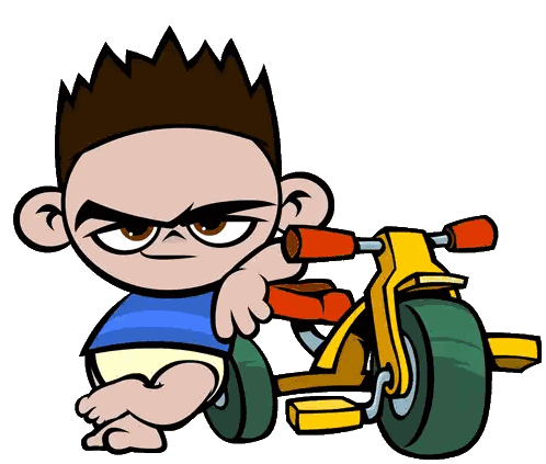 Angry Boy Leaning On Tricycle Sticker