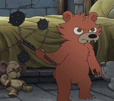 Angry Cartoon Bear Holding Sword GIF