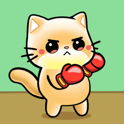 Angry Cartoon Cat In Red Boxing Gloves GIF
