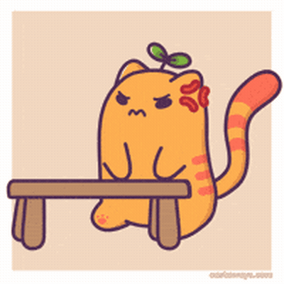 Angry Cartoon Cat Sitting On Bench GIF