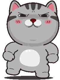 Angry Cartoon Cat Standing With One Leg Up Sticker