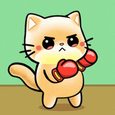 Angry Cartoon Cat With Red Boxing Gloves GIF