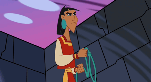 Angry Cartoon Character Holding Blue Rope GIF
