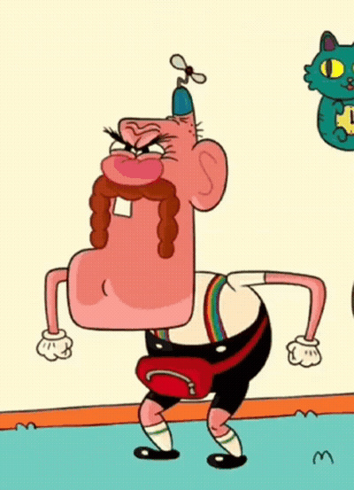Angry Cartoon Character Next To Cat With Letter L GIF