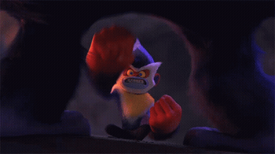Angry Cartoon Character Standing Next To Monster GIF