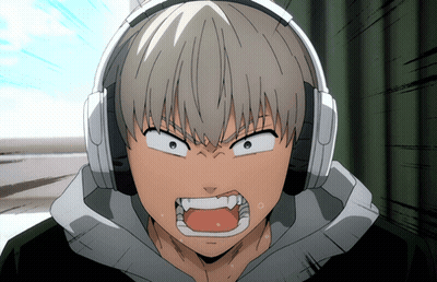 Angry Cartoon Character Wearing Headphones GIF