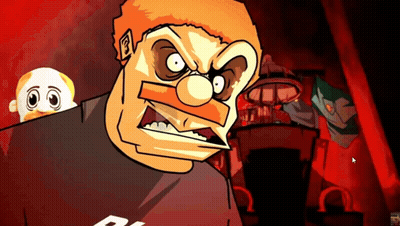 Angry Cartoon Character Wearing T-Shirt With Letter R GIF