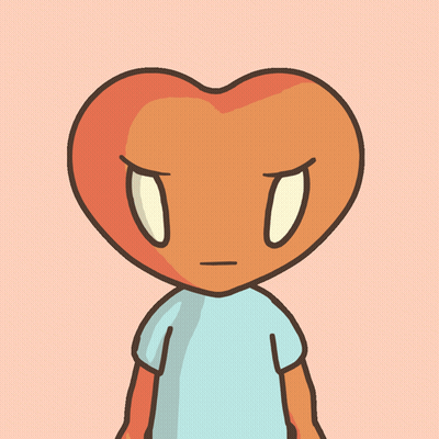 Angry Cartoon Character With Heart Head GIF