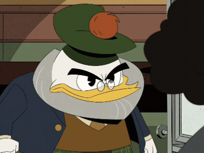 Angry Cartoon Duck With Glasses And Green Hat GIF