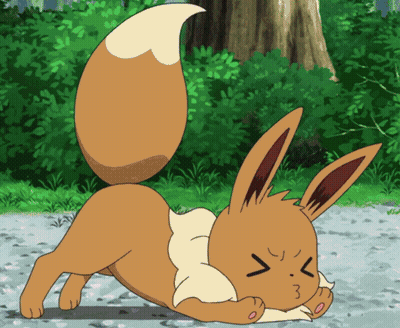 Angry Cartoon Eevee Laying On Ground GIF