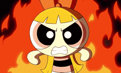 Angry Cartoon Girl Surrounded By Fire GIF