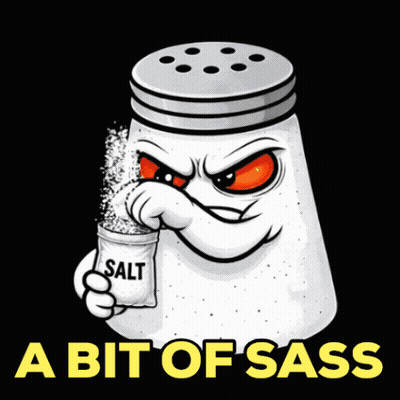 Angry Cartoon Salt Shaker Holding Bag Of Salt GIF