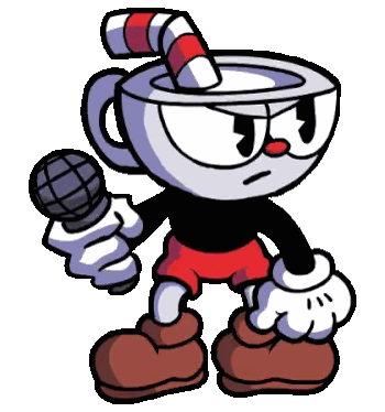 Angry Cuphead Holding Microphone Sticker