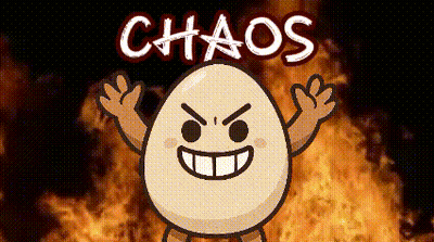 Angry Egg With Chaos Text GIF