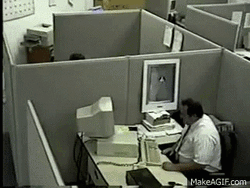 Angry Employee Throwing Computer GIF
