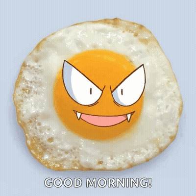 Angry Fried Egg Saying Good Morning GIF