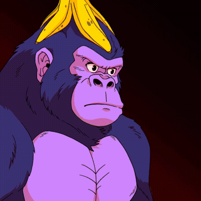 Angry Gorilla With Banana On Head GIF
