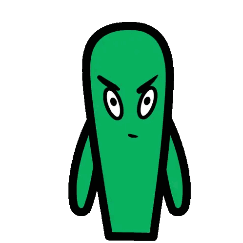 Angry Green Cartoon Object Sticker