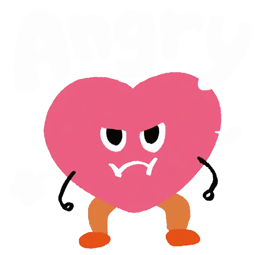 Angry Heart Cartoon Drawing Sticker