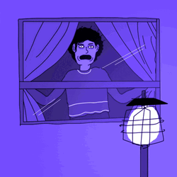 Angry Man Curtain Opening Animation GIF