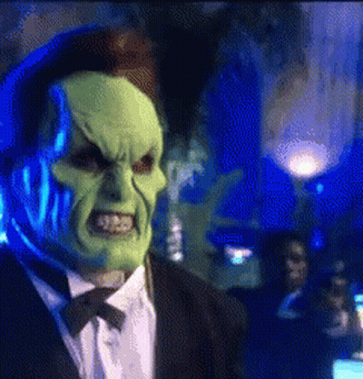 Angry Man In Green Mask And Tuxedo GIF